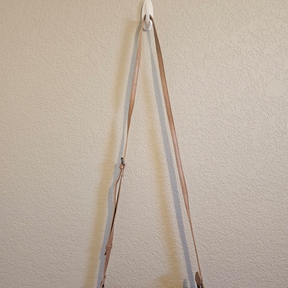 Tan Woven 100% Genuine Leather Crossbody Bag Adjustable Neutral Minimalist Boho - Picture 4 of 7